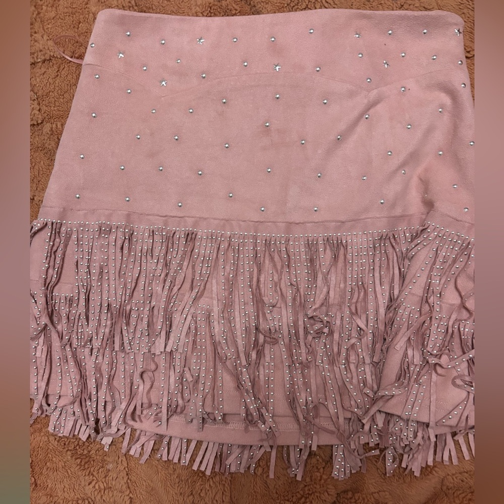 Pink Fringe Skirt